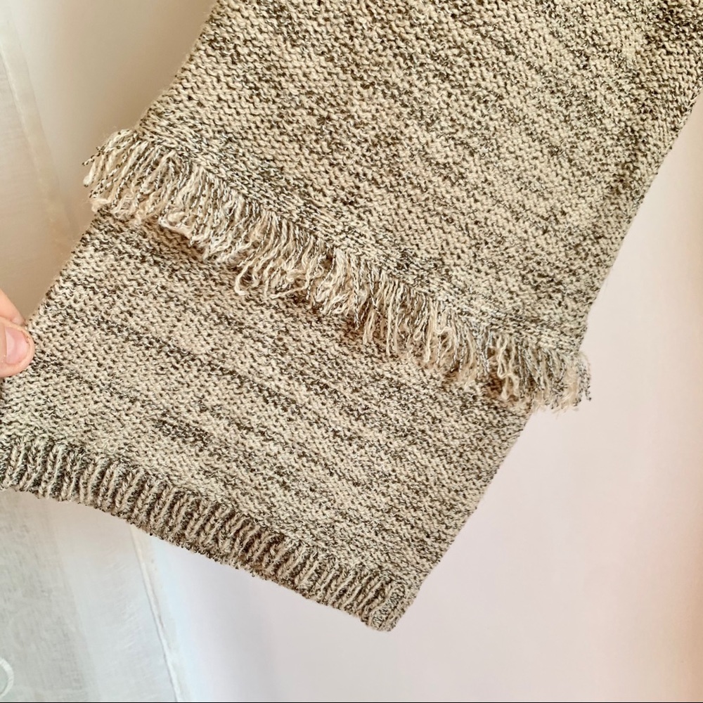 NWT KNOX ROSE Fringe Boho Taupe Sweater - Picture 5 of 10